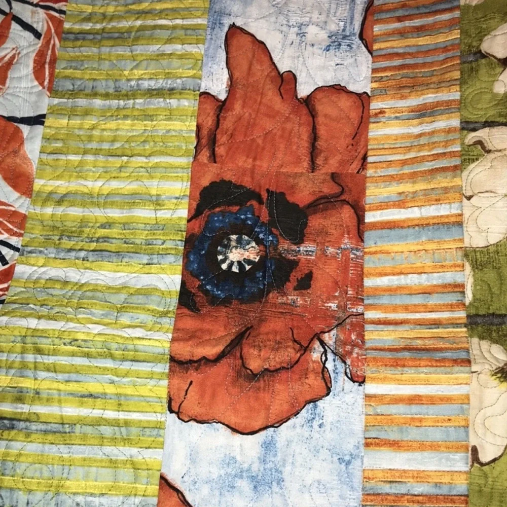 Artisan poppy quilt reversible  handmade 62x66 Signed poppies dogwood FINAL SALE